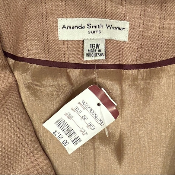 AMANDA SMITH Suit Jacket Blazer Tan Pinstripe 16W - NWT - Picture 9 of 11